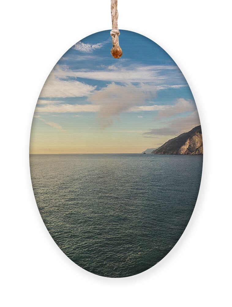 Cinque Terre Ornament featuring the photograph Panorama of Byron's Grotto #1 by Fabiano Di Paolo