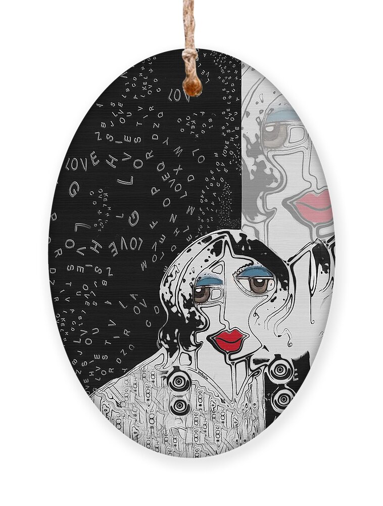 Painted Lady Ornament featuring the mixed media People will Stare #1 by Diana Rajala