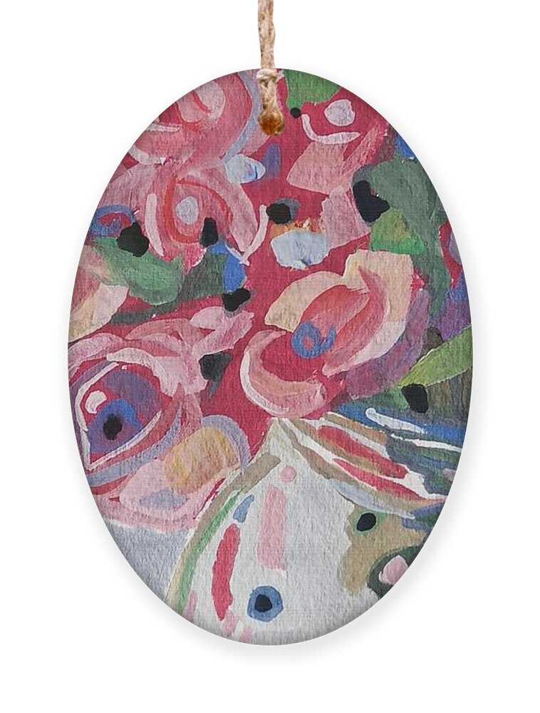 Still Life Ornament featuring the painting Pink Roses #3 by Sheila Romard