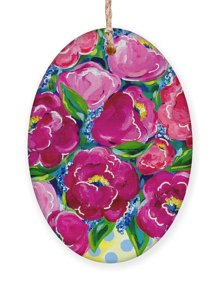 Floral Ornament featuring the painting Polka Dot Bouquet by Beth Ann Scott