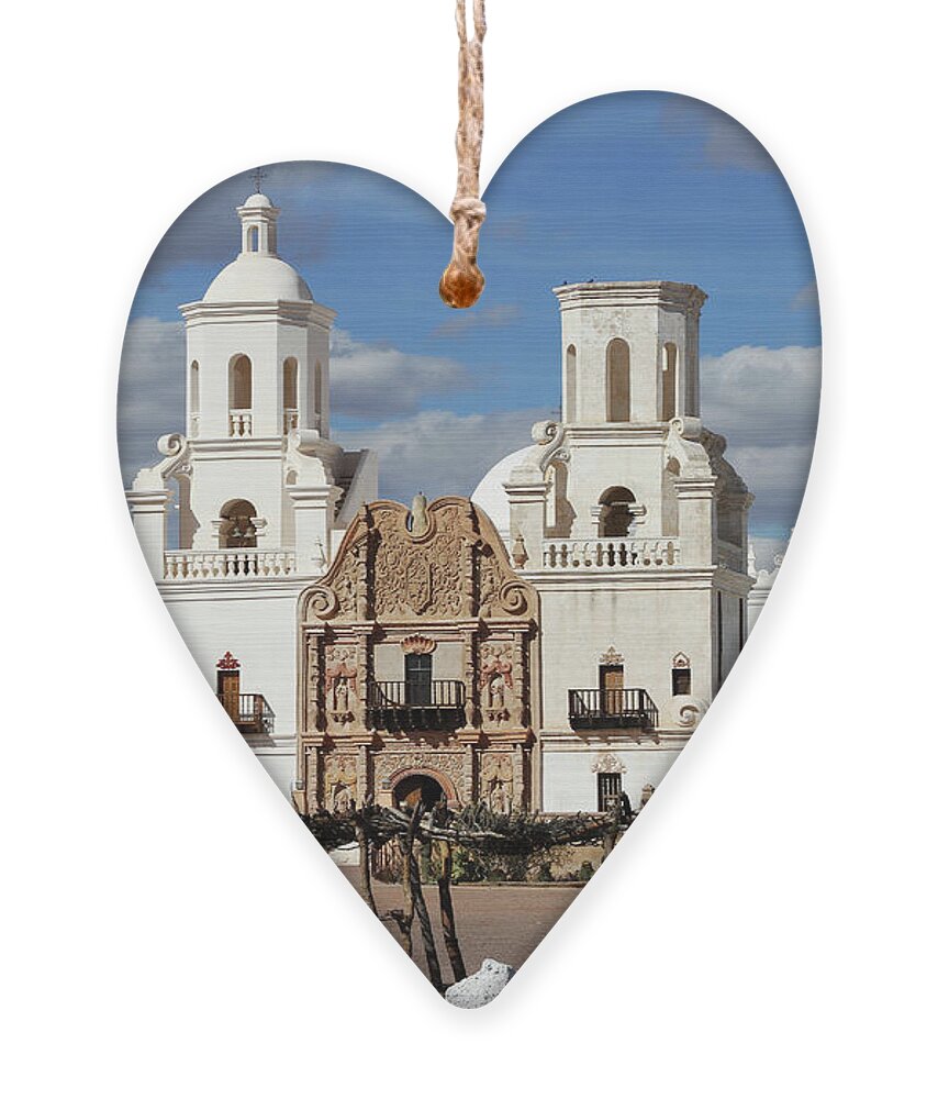San Xavier Mission Tucson Ornament featuring the digital art San Xavier Mission Tucson Arizona #1 by Tom Janca