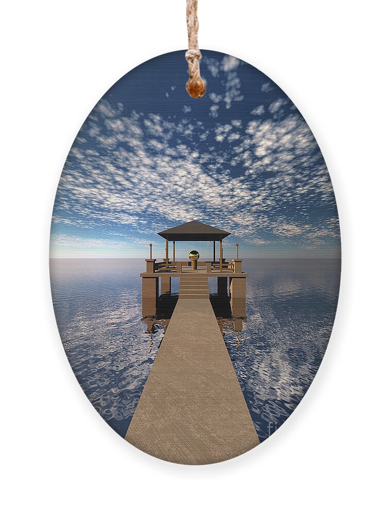 Vacation Ornament featuring the digital art Seaside Villa by Phil Perkins