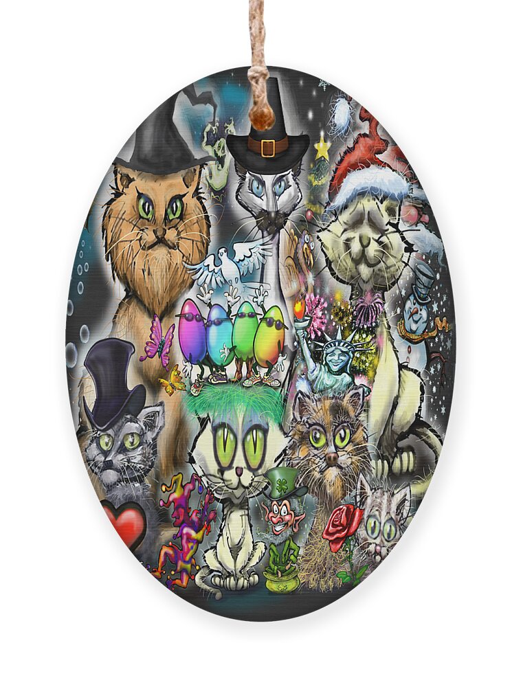 Seasons Greetings Ornament featuring the digital art Holidays Mash Up by Kevin Middleton
