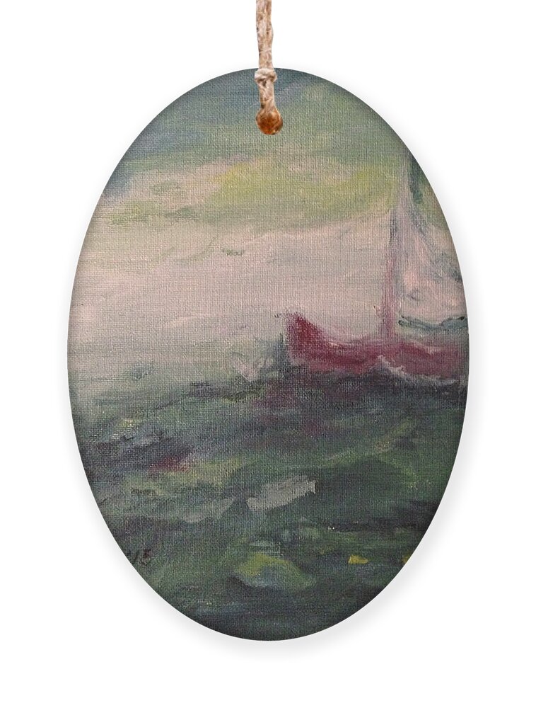 Impressionism Ornament featuring the painting Stormy Sailboat by Roxy Rich