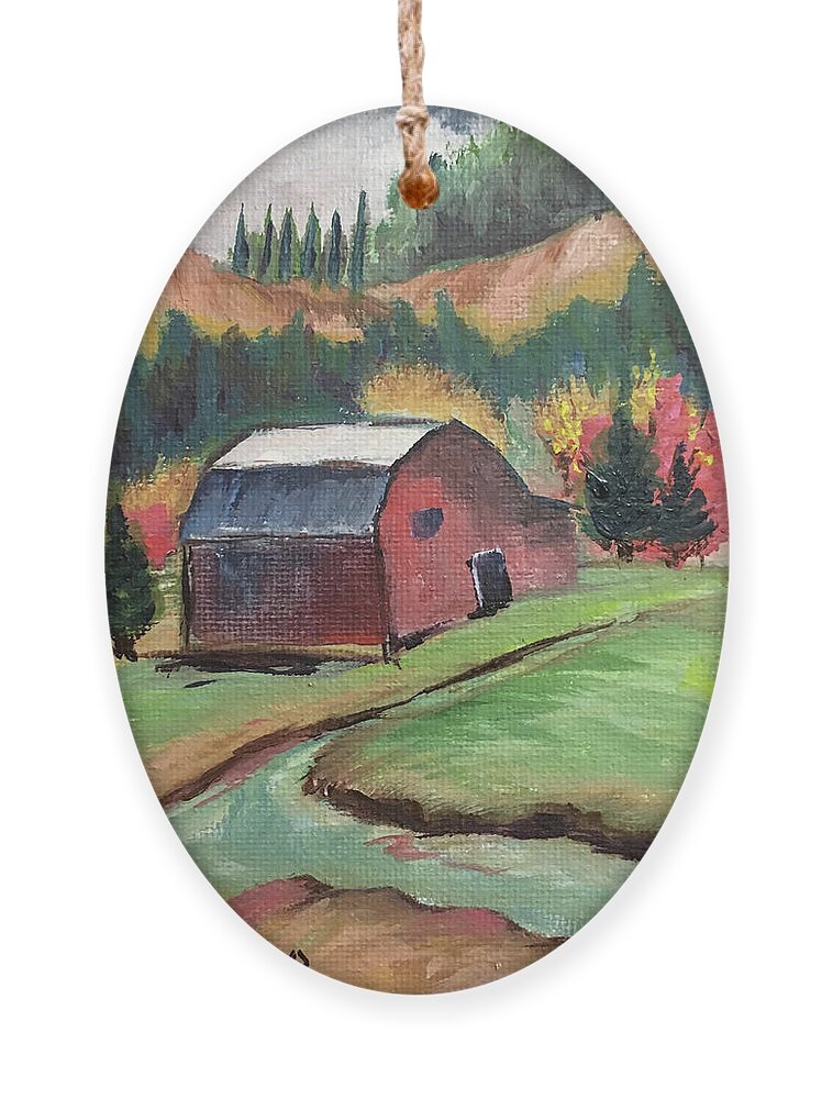 Barn Ornament featuring the painting The Creek by Roxy Rich