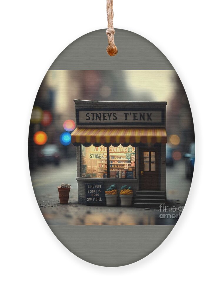  Ornament featuring the mixed media Tiny City by Jay Schankman