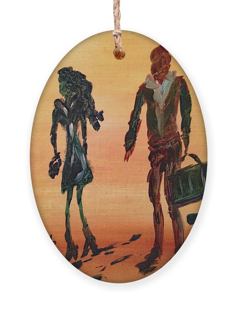 Travelers Ornament featuring the painting Travelers by Roxy Rich