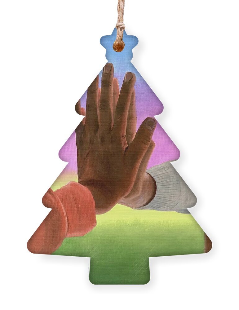 Hands Ornament featuring the painting Unnamed #1 by Marlene Little
