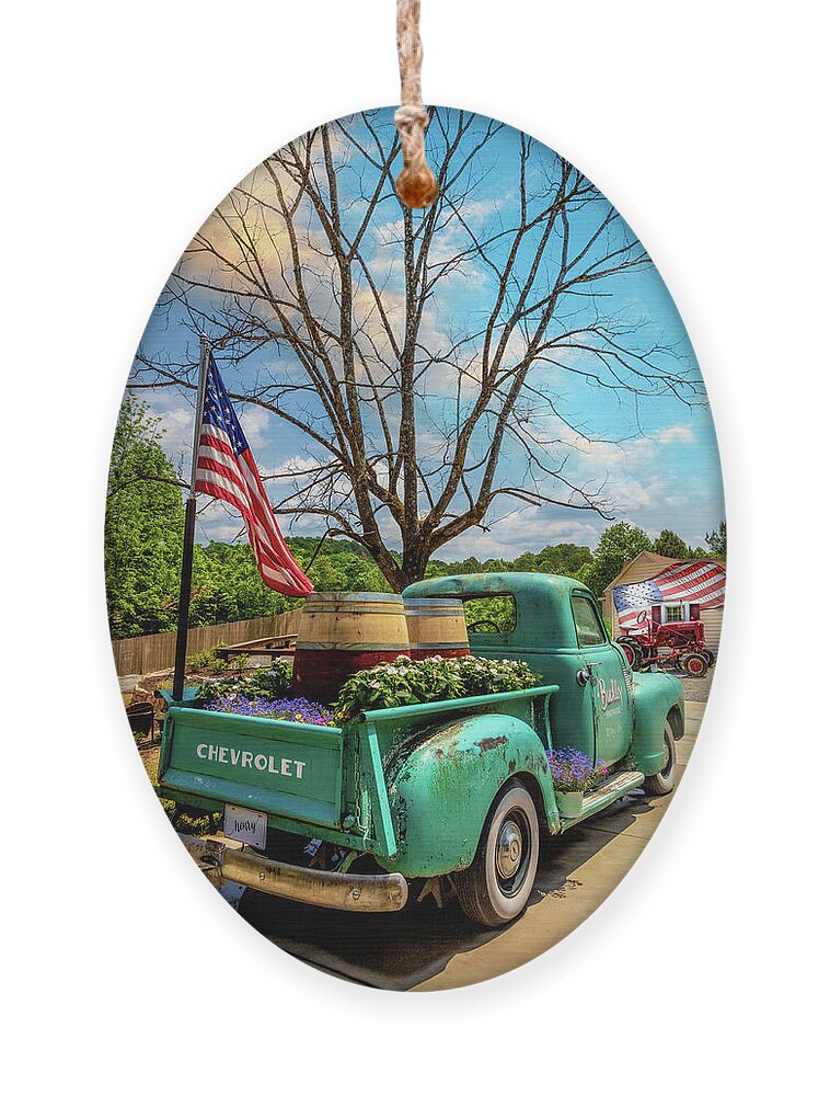 Buckley Ornament featuring the photograph Vintage Chevrolet at Buckley Vineyards #1 by Debra and Dave Vanderlaan