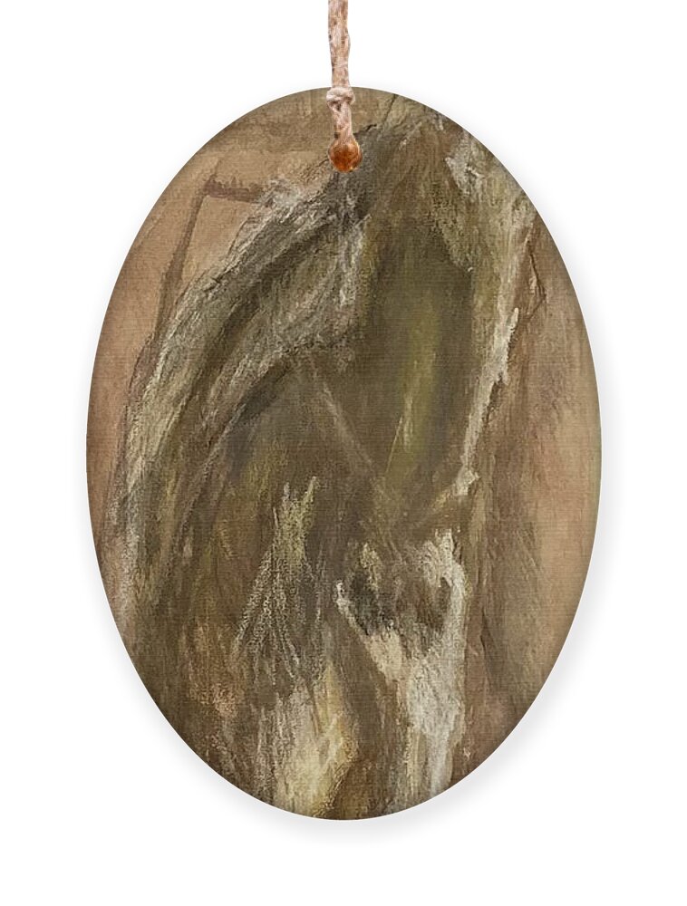 Oil Pastel Ornament featuring the painting Wrapped figure in brown #1 by David Euler