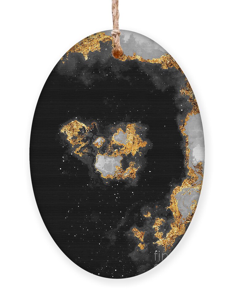 Holyrockarts Ornament featuring the mixed media 100 Starry Nebulas in Space Black and White Abstract Digital Painting 116 by Holy Rock Design