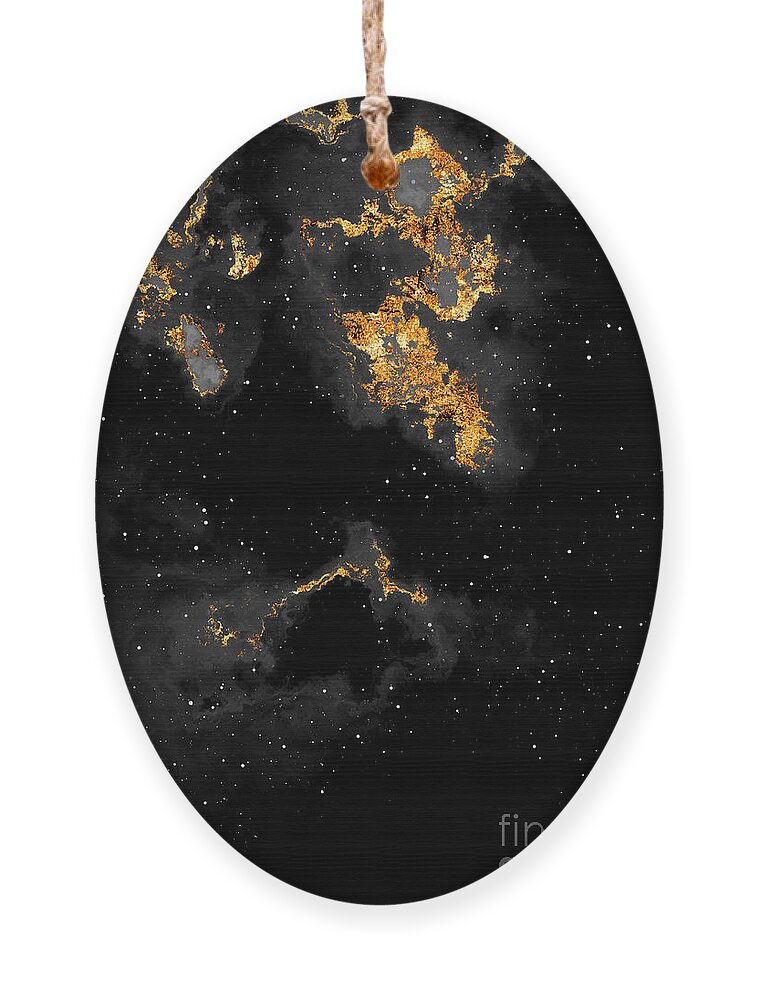 Holyrockarts Ornament featuring the mixed media 100 Starry Nebulas in Space Black and White Abstract Digital Painting 118 by Holy Rock Design