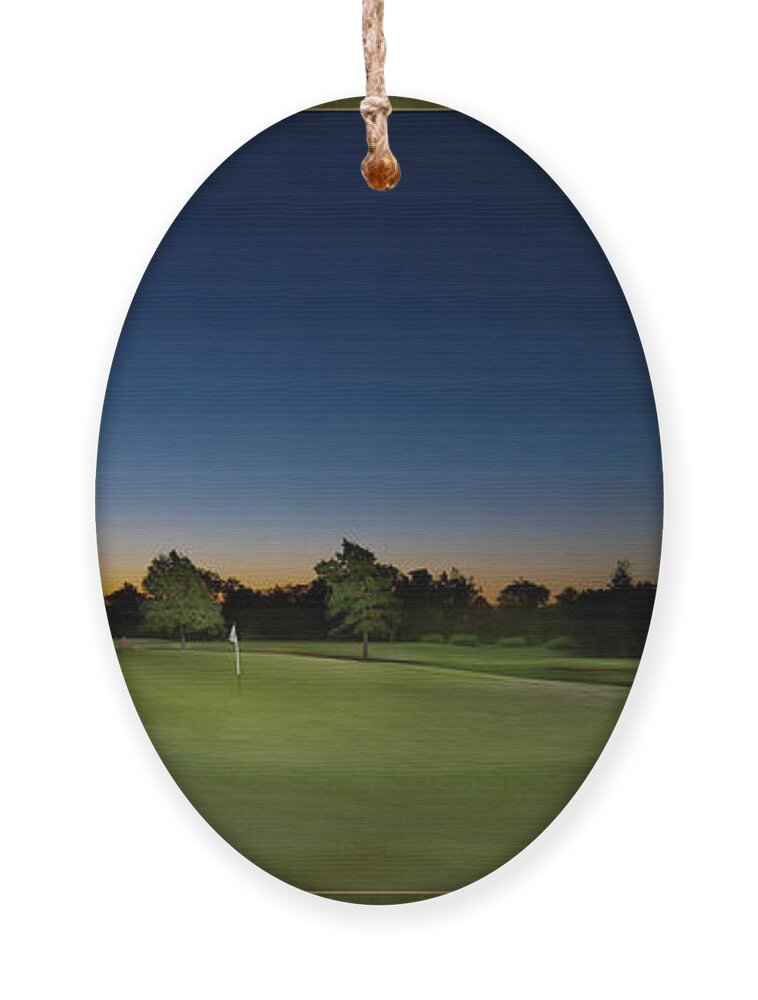 Green Ornament featuring the photograph #11 Abilene Country Club North #11 by Steve Templeton