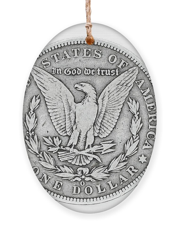 Coin Ornament featuring the photograph 1887 Morgan Dollar Reverse by Amelia Pearn
