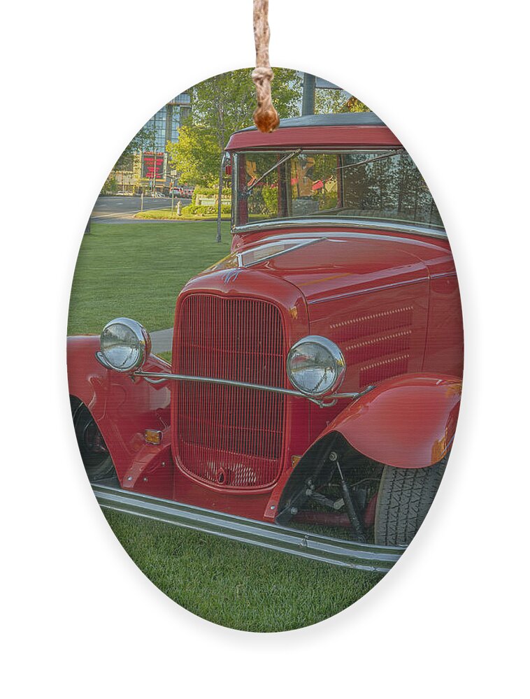 1931 Ford Model A Deluxe Tudor Ornament featuring the photograph 1931 Ford Model A Deluxe Tudor 2 door-2 by PROMedias US