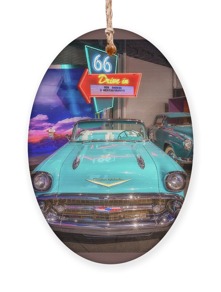 57 Chevy Ornament featuring the photograph 1957 Chevrolet Bel Air Convertible by Susan Rissi Tregoning