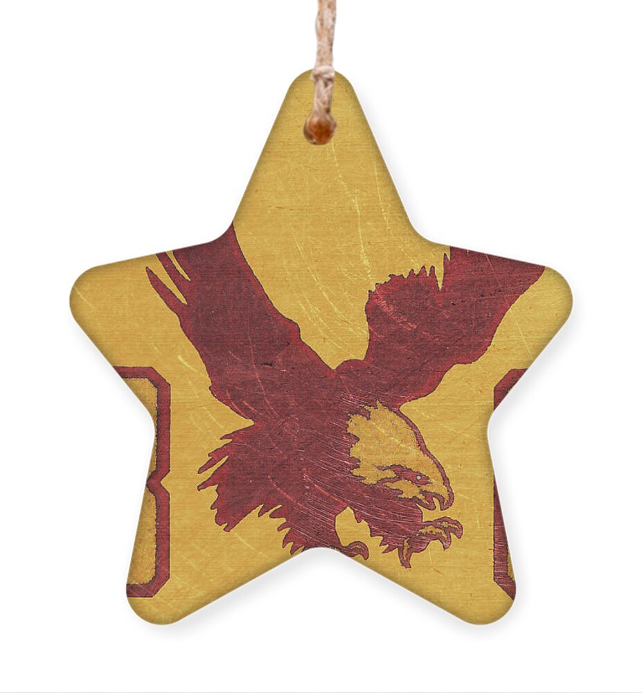 Boston College Ornament featuring the mixed media 1960's Boston College Eagle by Row One Brand