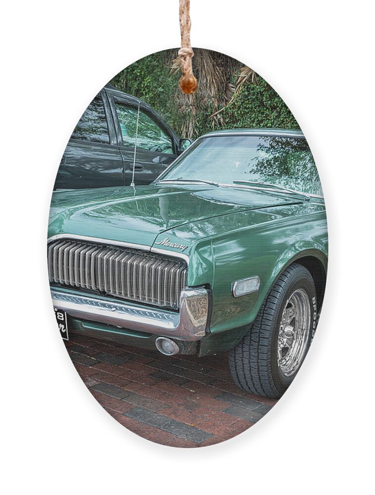 1968 Green Mercury Cougar Ornament featuring the photograph 1968 Mercury Cougar X107 by Rich Franco