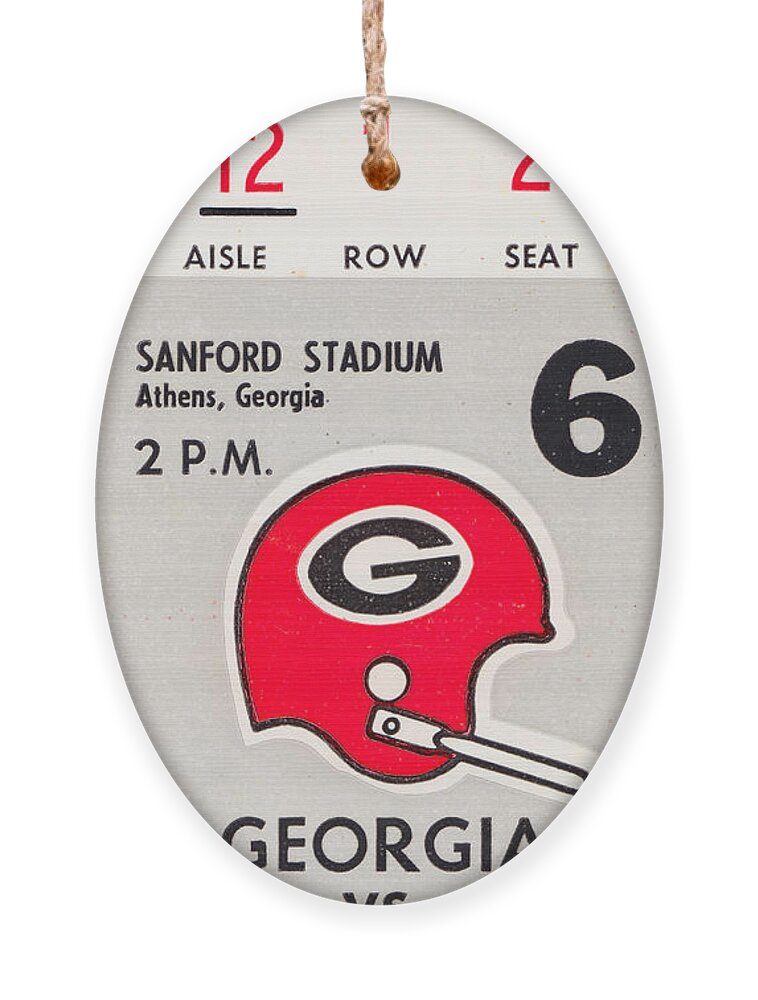 Auburn Ornament featuring the drawing 1975 Georgia vs. Auburn by Row One Brand