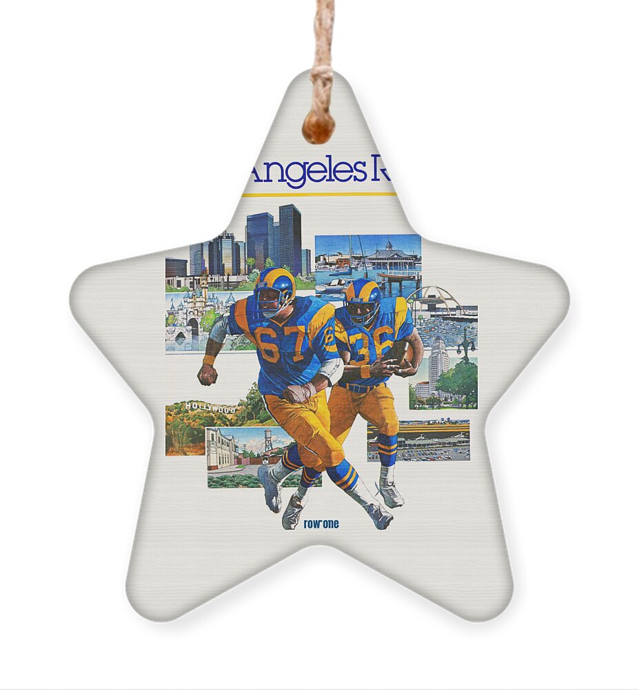 Los Angeles Ornament featuring the mixed media 1982 Los Angeles Rams Art by Row One Brand
