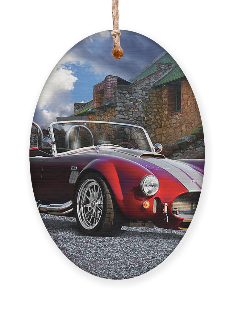 1966 Shelby Cobra 427 Roadster Ornament featuring the photograph 1966 Shelby Cobra 427 'Replica' #2 by Dave Koontz