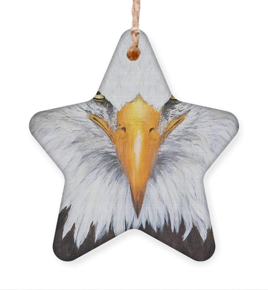Nature Ornament featuring the painting Bald Eagle by Linda Shannon Morgan