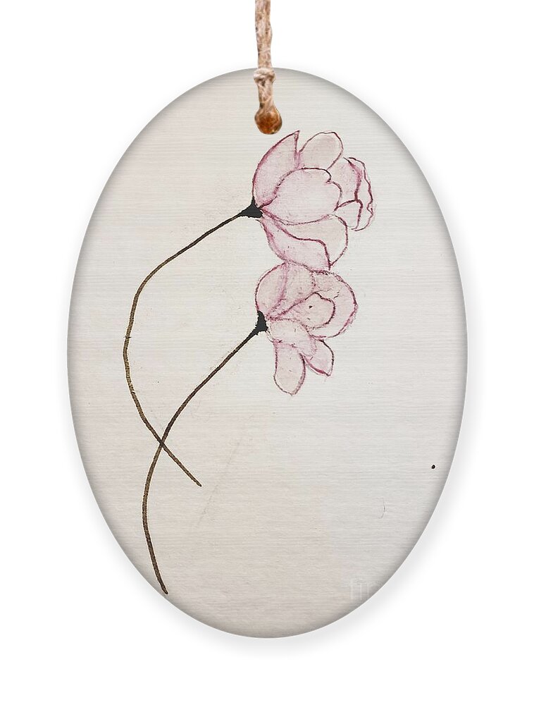 Pink Flowers Ornament featuring the painting It Takes Two #2 by Margaret Welsh Willowsilk