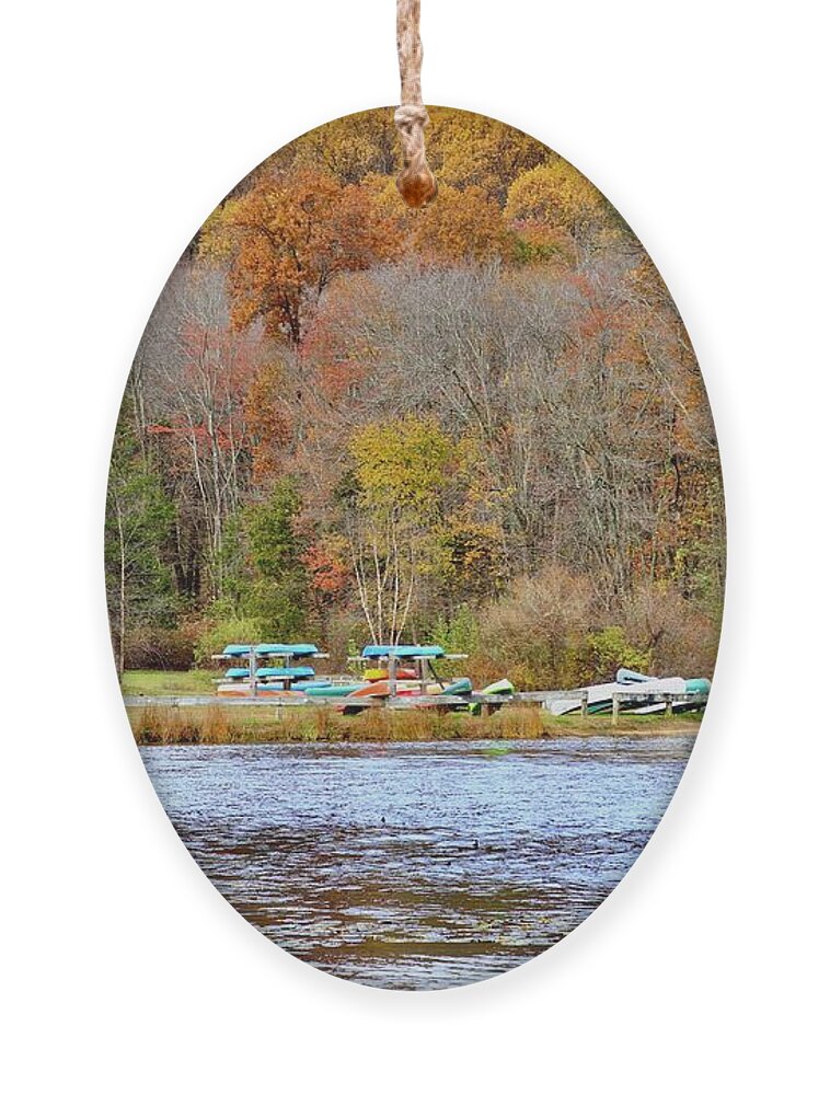 Landscape Ornament featuring the photograph Kayaks at French Creek PA #2 by Susan Jensen