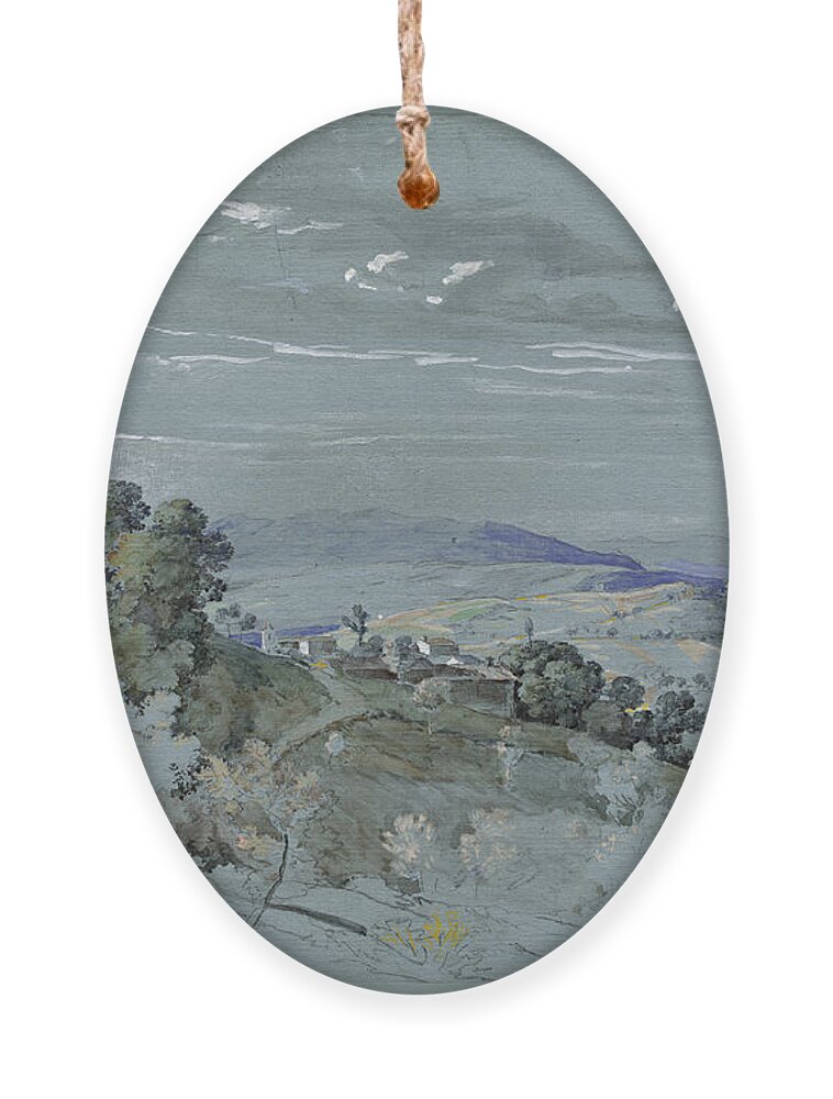 Johann Georg Von Dillis Ornament featuring the drawing The Hills of Umbria near Perugia by Johann Georg von Dillis