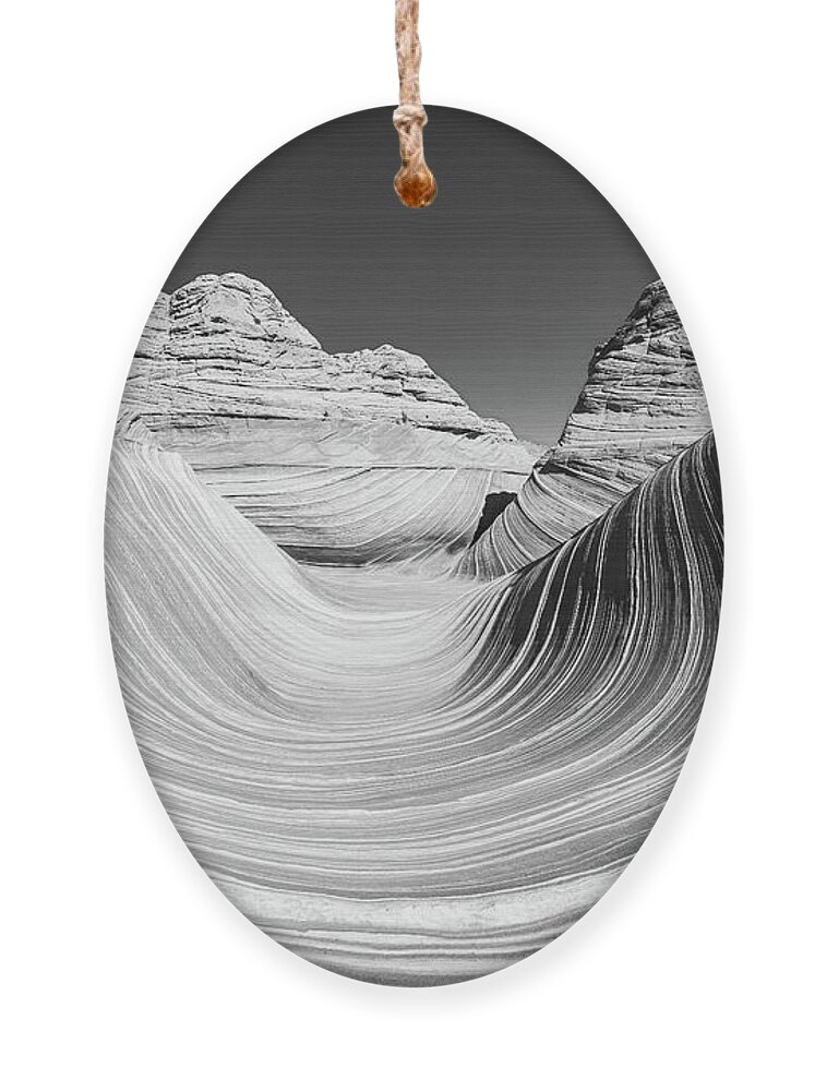 The Wave Ornament featuring the photograph The Wave in Black and White #2 by Henk Meijer Photography
