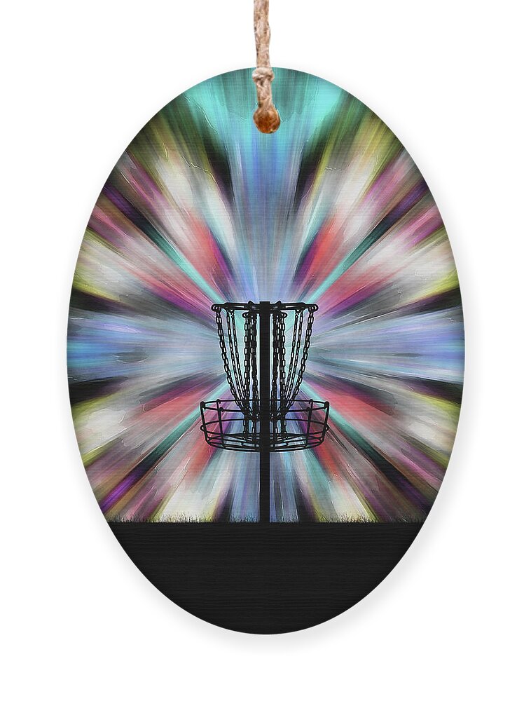 Disc Golf Ornament featuring the digital art Tie Dye Disc Golf Basket by Phil Perkins