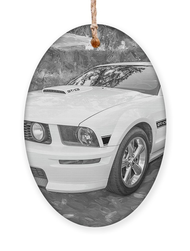 2008 White Ford Mustang Gt Cs California Special Ornament featuring the photograph 2008 White Ford Mustang GT CS California Special X122 #2008 by Rich Franco