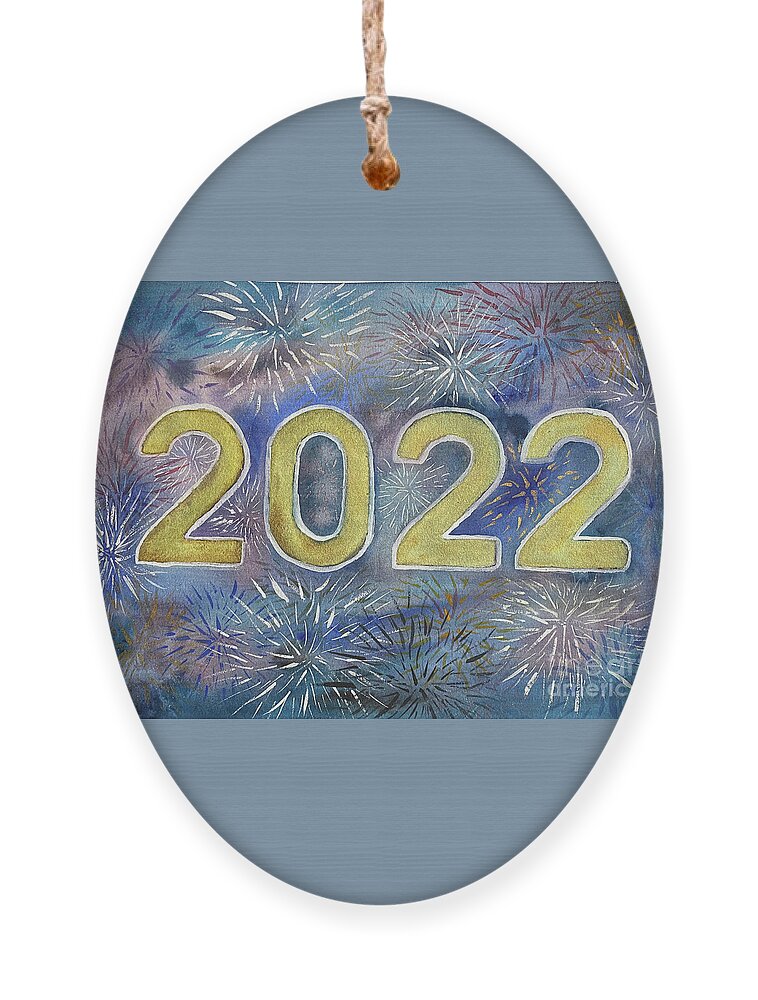 2022 Ornament featuring the painting 2022 Fireworks by Lisa Neuman
