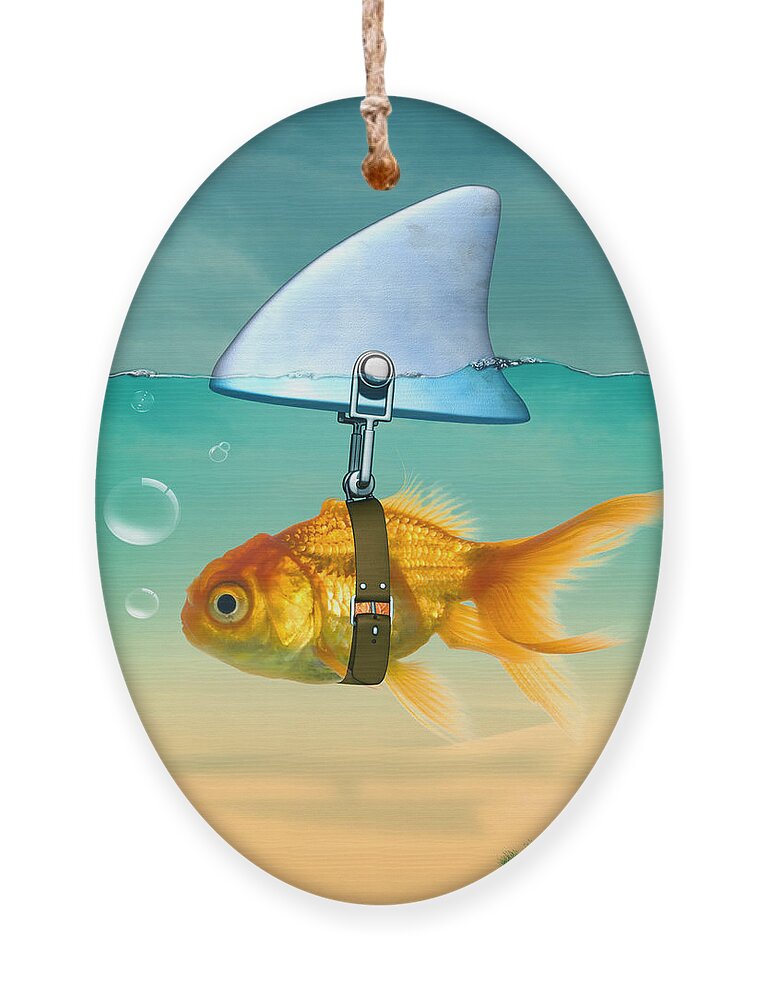 Gold Fish Ornament featuring the digital art Gold Fish by Mark Ashkenazi