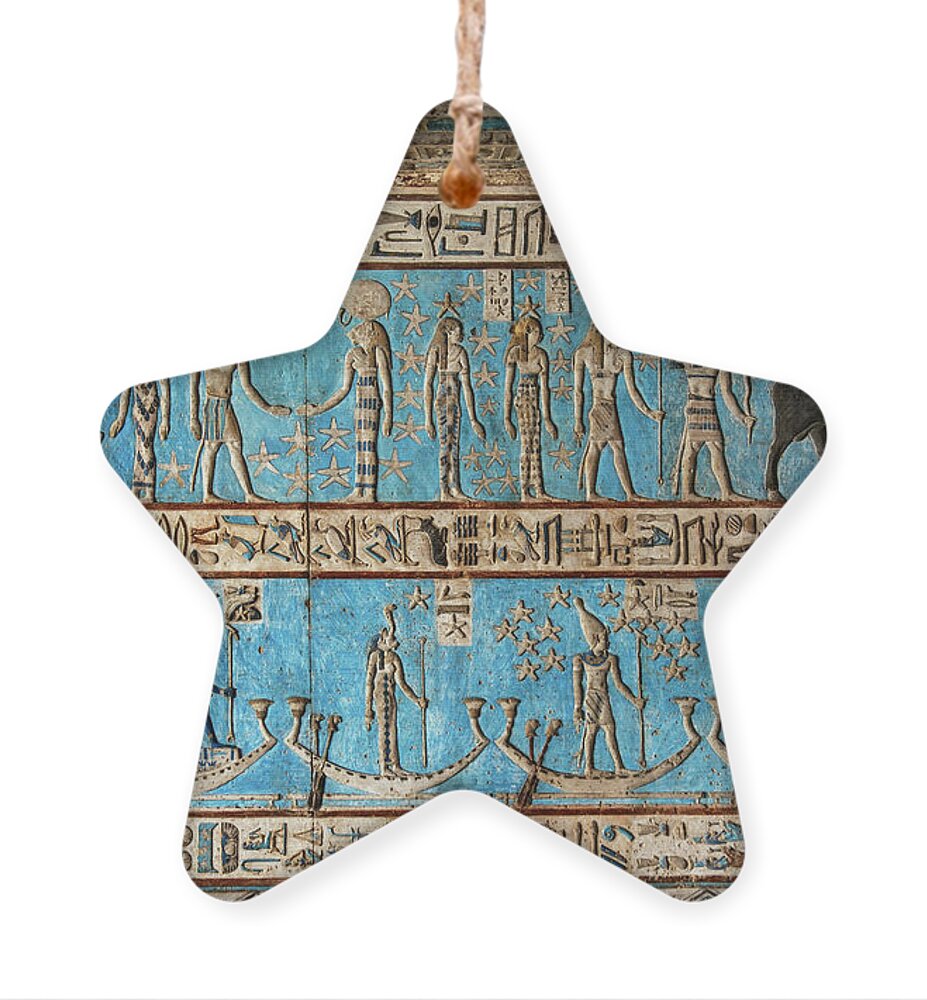 Egypt Ornament featuring the photograph Hieroglyphic carvings in ancient egyptian temple #35 by Mikhail Kokhanchikov
