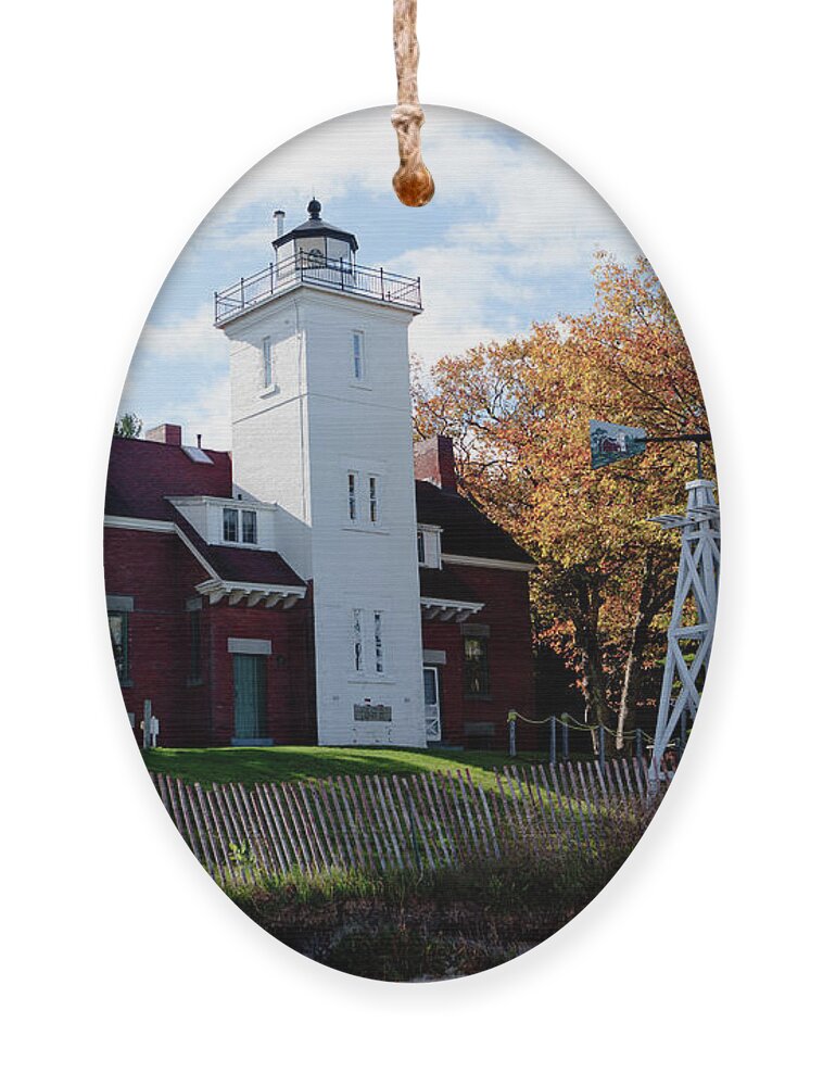 Lighthouse Ornament featuring the photograph 40 Mile Point Lighthouse by Rich S
