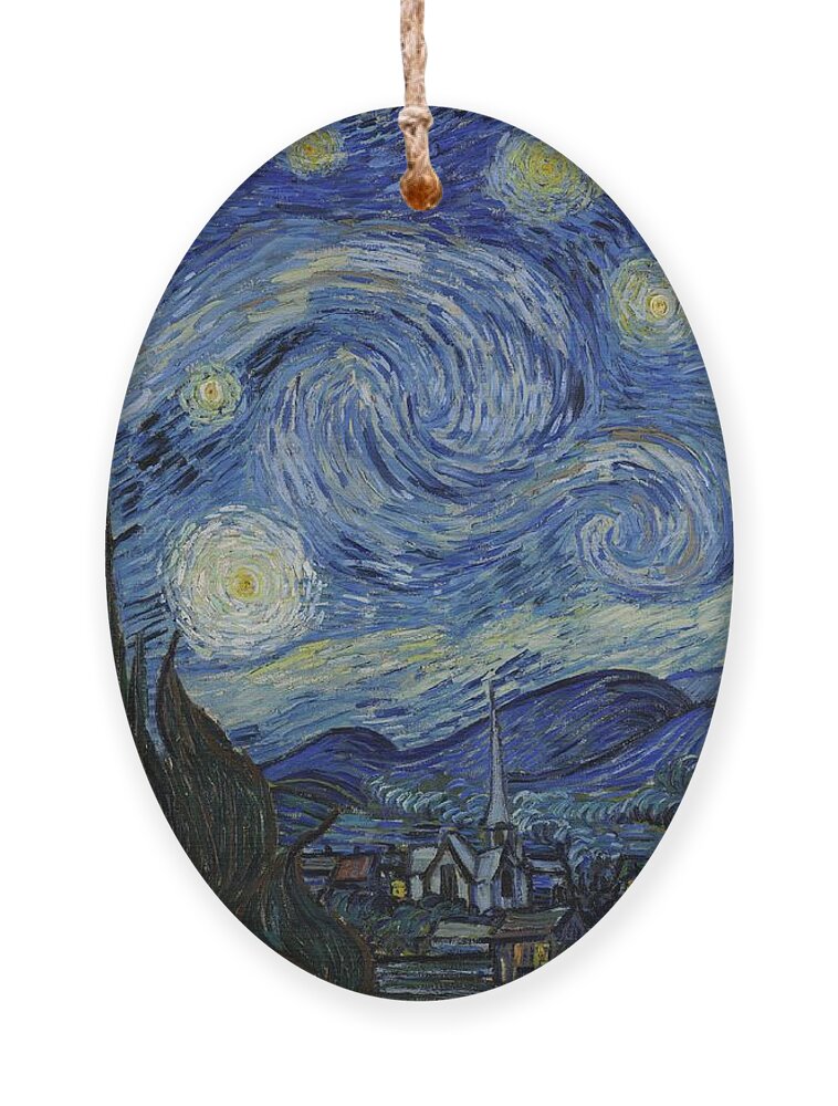 Starry Night Ornament featuring the painting The Starry Night by Vincent Van Gogh