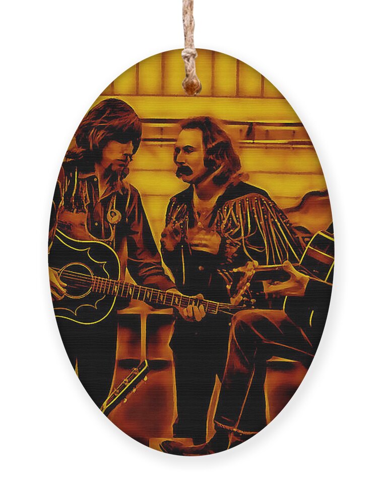 Crosby Stills And Nash Ornament featuring the mixed media Crosby Stills Nash and Young #5 by Marvin Blaine