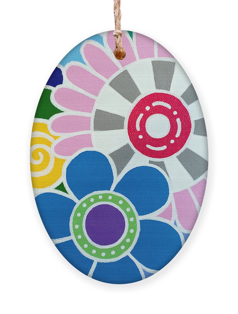 Flowers Ornament featuring the painting 9 Blooms by Beth Ann Scott