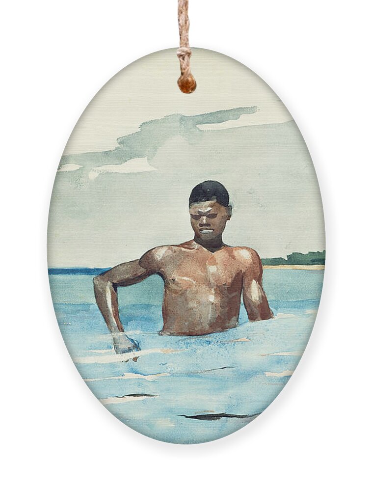 Winslow Homer Ornament featuring the drawing The Bather #9 by Winslow Homer