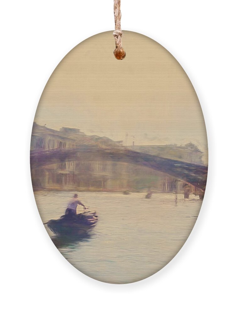  Italy Ornament featuring the digital art A Gondola on the Canale Grande Venice by Frank Lee