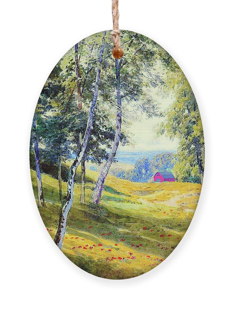 Landscape Ornament featuring the painting A Joy Filled Day by Jane Small