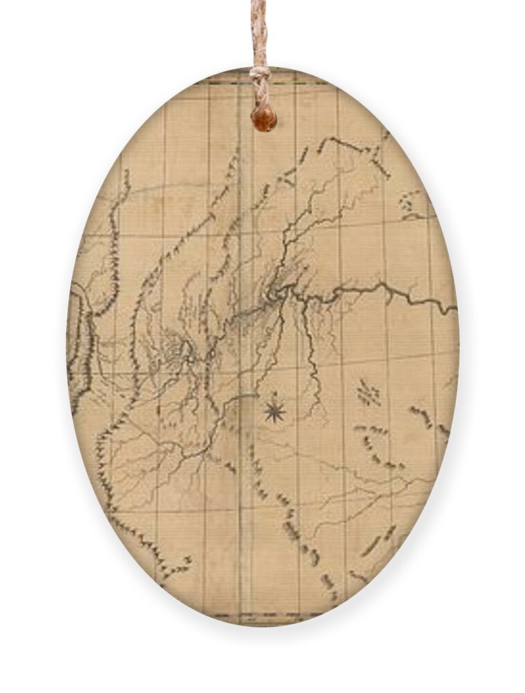 Map Ornament featuring the painting A map of the discoveries of Capt. Lewis Clark from the Rockey Mountain and the River Lewis to the by MotionAge Designs