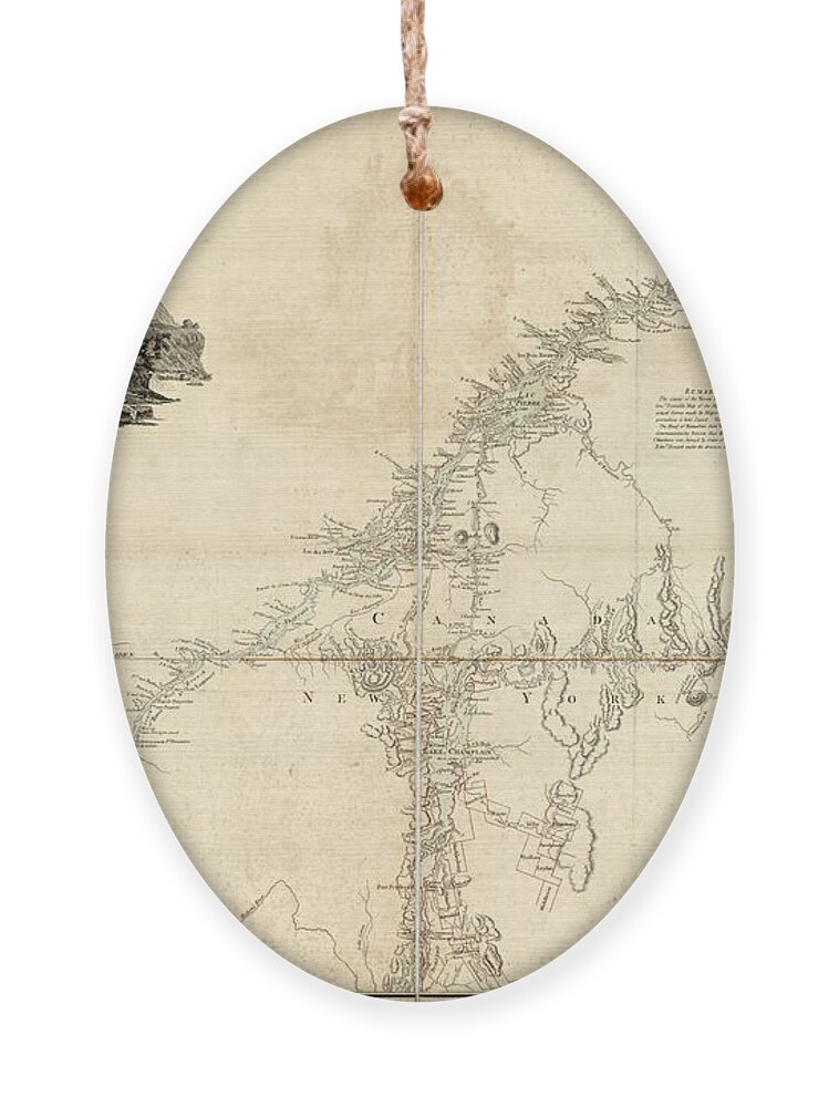Map Ornament featuring the painting A map of the inhabited part of Canada from the French surveys, with the frontiers of New York and Ne by MotionAge Designs