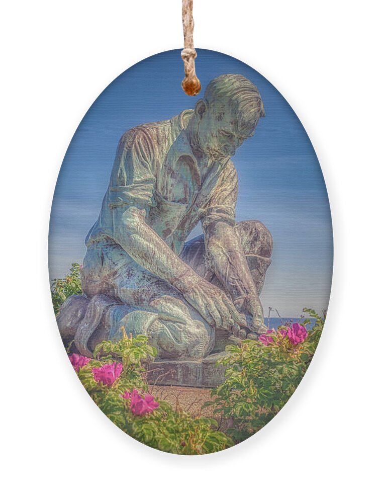 Bailey Island Ornament featuring the photograph A Memorial to Maine Fishermen by Penny Polakoff