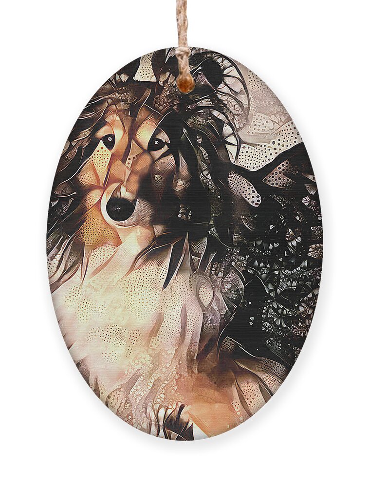 Shelties Ornament featuring the digital art A Sheltie Named Boots by Peggy Collins