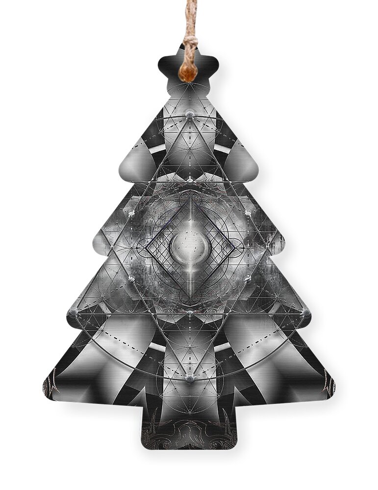 Sacred Geometry Ornament featuring the digital art A Silver Lining by Michael Damiani