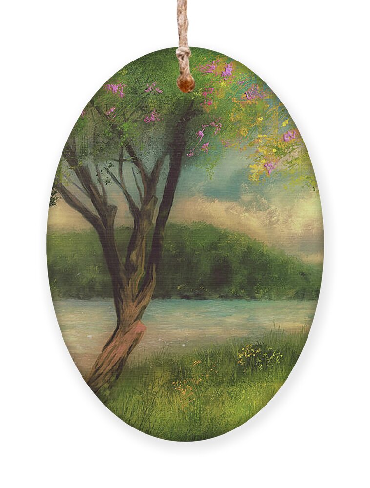Spring Ornament featuring the digital art A Soft Spring Day by Lois Bryan