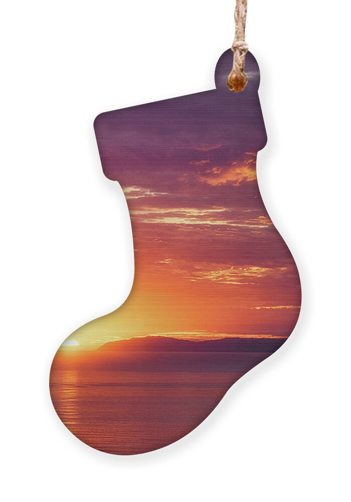 Sunset Ornament featuring the photograph A splash of color over Catalina Island by Abigail Diane Photography