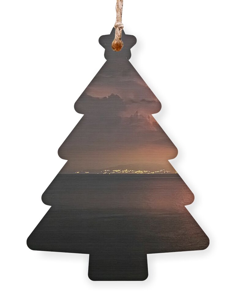 Lightning Ornament featuring the photograph A Thunder Hitting The Ground by Alexios Ntounas